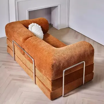 Factory Supply Contemporary Vintage Fabric Modular Sofa for Living Room French Style Three-Seater with Sponge Filling