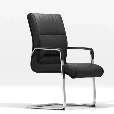 Modern for Executive Leather Office Chair Black Adjustable Height Stainless Steel Base Wood Frame for Home Office