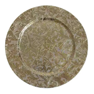 Wholesale 13 Inch Antique Flower Edge Plastic Charger Plates Reusable Multi Color Underplate for Wedding Party