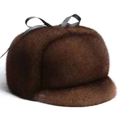 Custom Popular Mink Fur Hat Winter Real New Mink Fur Hat Cap Headgear Beanie Beret