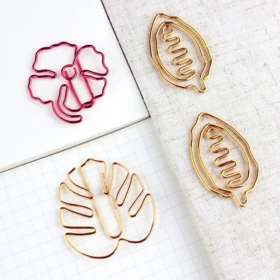 Paper Clips Manufacturer High Quality Colorful Plated Custom Metal Paper Clips Monstera Cloverleaf Paper Clip