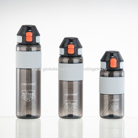 3 Sizes Sports Water Bottle Fitness Water Bottle With Time Marker and Straw
