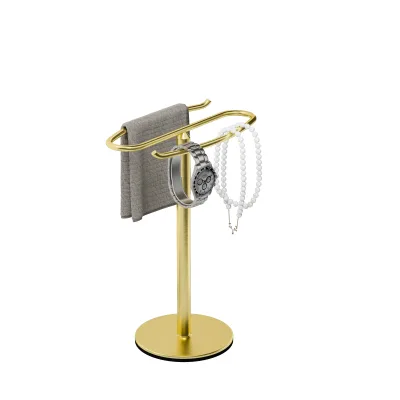 Eco-friendly Washroom Towel Shelf Towel Rod Modern Design Bathroom Accessories Free Standing Black Towel Rack Stainless Steel