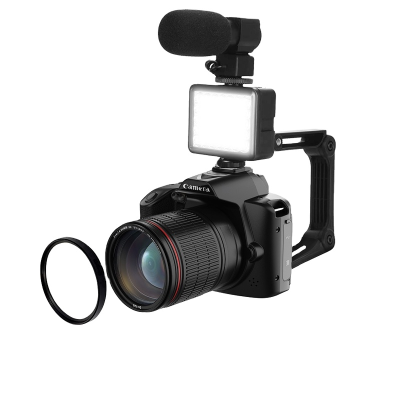 1080P Digital Camera+Fill Light+Lens+Microphone+Bracket+Macroscopic Mirror Professional Photo Video Digital Camera Kits