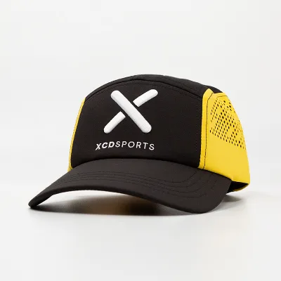 Custom Embroidery Logos Waterproof Polyester Fabric Curve Brim Laser Holes Side Outdoor Adjustable Black Buckle Running Caps