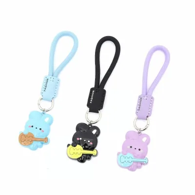 Hot Selling Cute Bag Pendant in Japan and South Korea, Playing Pipa Rabbit, Zinc Alloy Creative Keychain