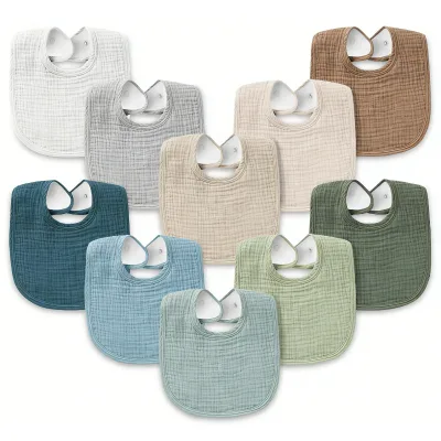 2026 Newborn Double-Layer Crpe Cotton Gauze Saliva Towel U-Shape Bib Water-Absorbent Anti-Fouling Spit-Up Pad