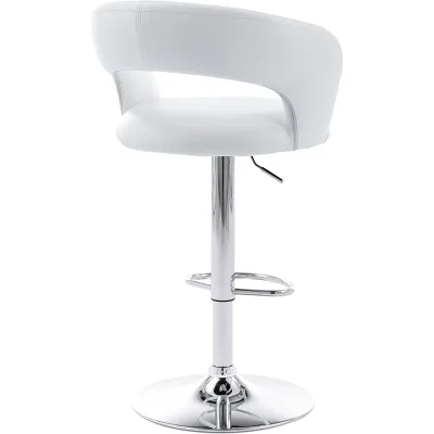 Good White Chaise De bar PU Leather Height Bar Stool Modern Adjustable Swivel bar Chair with Footrest for Home Kitchen Island