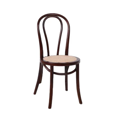 Modern Nordic Design Solid Rubber Wood Bent Chair with Natural Rattan Seat for Home Office Apartment Workshop-Imported