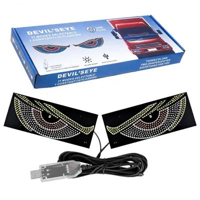 Hot Sale Truck LED Winking Eyes Demon Panel Interactive Animation Windshield Sticking Hard Screen