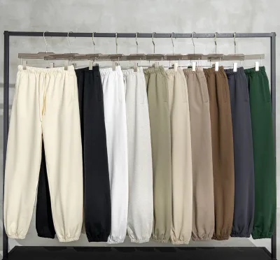 Custom Heavyweight  Solid Color Drawstring Terry Pants Basic Sports Thin Casual Sweat Pants