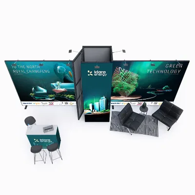 Luxury Modular Foldable Tradeshow Exhibition Booths 10x20 20x20 20x30 Customizable Shape Flight Case Packaging