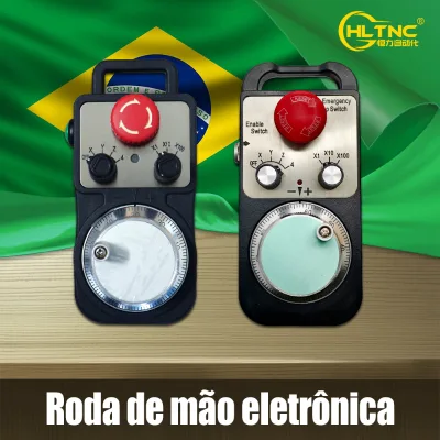 Brazil Warehouse Fast Delivery 4-Axes CNC Handwheel Emergency Stop Manual Pulse Generator for Machine Controller, Black & Gray