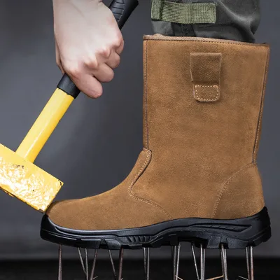 Sale Anti-slip and Durable High-temperature Resistant Suede Steel Toes Cowhide Welder Safety Boots