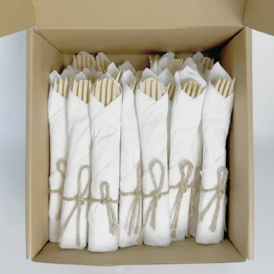 Natural Bamboo Cutlery with Bag Plastic Replacements Disposable Bamboo Wooden Cutlery