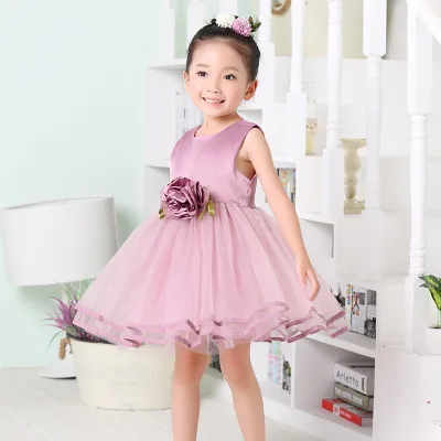 new Wholesale 2017 Kids Birthday Party Dress Handmade Flower Girl Dress for Wedding Dance Party Communion Wear Dress Frock Design