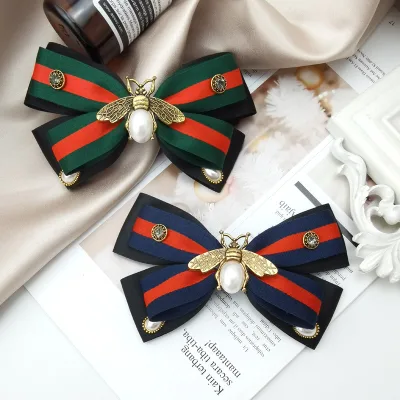 Bow Hairpin Retro Fashion Hair Accessories,Elegant Pearl Bee Hair Clip New Hairpin for Women