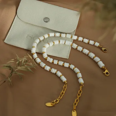 Fashion White Fritillaria Beaded Bracelet Women Non Fading 18K Gold Plated Stainless Steel Beaded Bracelet Jewelry Factory