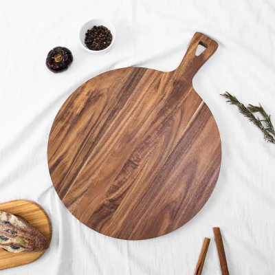 Teak Wood 5cm Thick Modern Beef Vegetable Chopping Board Cutting Plate Baking-Ready with Handle