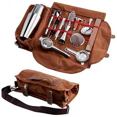 Custom Bartender Kit 15 Pieces Tool Storage Bag Bartender Tool Kit Cocktail bar Tools Set Boston Shaker Set