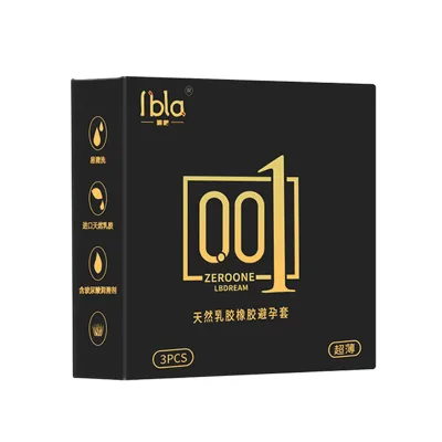 OEM LBLA Penis Pleasure Ultra-thin 001 Male Condom ISO CE Certified Natural Latex High-end Quality Sterile 3 Sticks Aloe