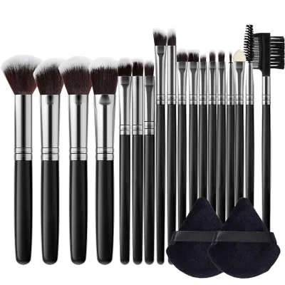 Personalised 18pcs Makeup Brush Set Black Vegan Make up Brush Set Foundation Blush Concealer Eyeshadow Eyebrow Highlight Make up