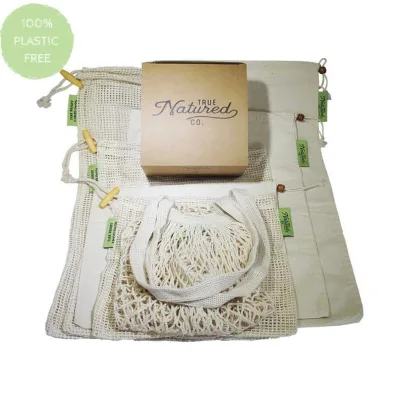 Reusable Produce Bags for Grocery Shopping Zero Waste Washable Cotton Bulk Food Mesh Produce Bags Drawstring