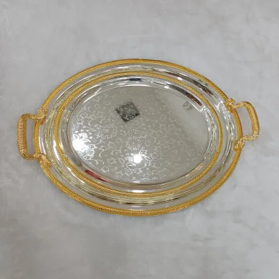 18-60cm Metal Dinner Plates for Restaurant Home Hotel Use 410 Stainless Steel Dinner Plates Food Dishes for Home