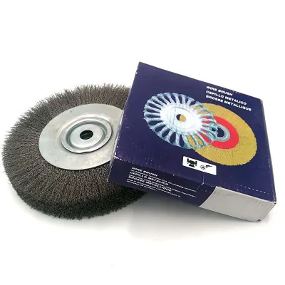 Narrow Face 8 Inch Round Crimped Steel Wire Brush Wheel for Bench Grinder