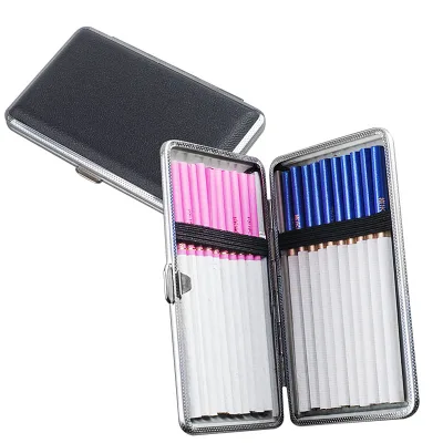 New Fashion Woman 20pcs Capacity Custom Logo Tobacco Storage Leather Cigarettes Box Pack Long Slim Cigarette Case for Woman