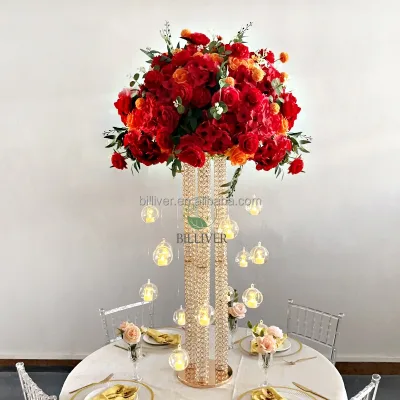 Romantic Gold Metal Stand Flower Metal Flowers Vase Stands for Wedding