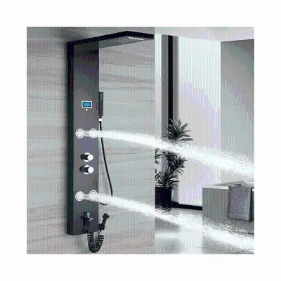 Multifunctional Intelligent Constant Temperature Ceramic Valve Rain Shower Screen Matte Black Finish Modern Design Shower Kits