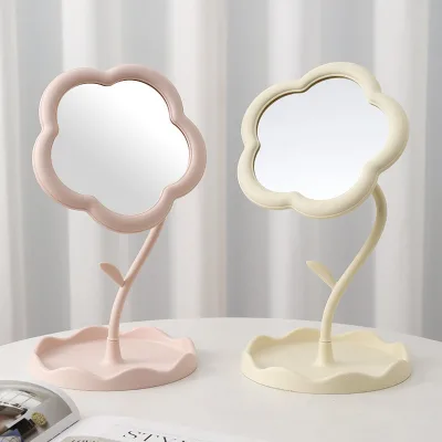 Sunflower Shape Silver Mirror Plastic Frame Student Desktop Flower Design Makeup Mirror for Dressing Table Hanging Mirror