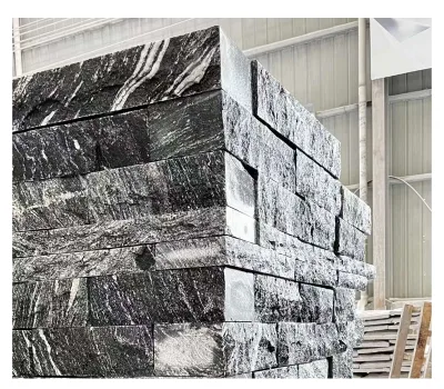 China Juparana Black Grey Waves Granite Feature Walling Stone With Hand Split Natural Surface