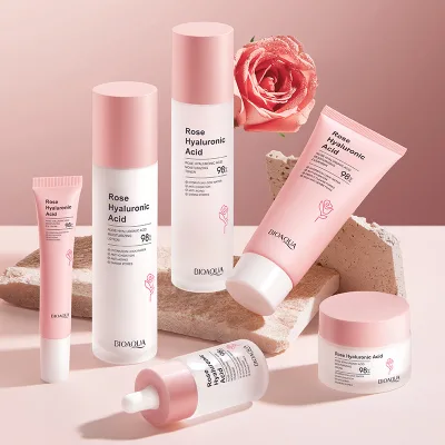 OEM Rose Hyaluronic Acid Skin Care Set Cleanser Toner Serum Eye Cream Face Cream Face Moisturizer Skin Care