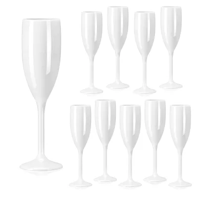 White Acrylic Plastic Reusable Unbreakable Champagne Flutes With Custom Logo for Wedding Bridal Shower Party