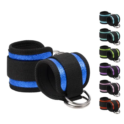 Shinning Color Adjustable Neoprene Padded Gym Ankle Cuffs Fitness Glittering Ankle Straps