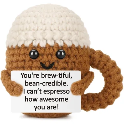 Positive Crochet Coffee Mug Gifts, Emotional Inspirational Coffee Lover Gifts for Colleges Friends Coworker Girlfriend