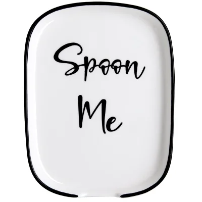 Custom White Coffee Spoon Rest Kitchen Counter Porcelain Ladle Utensil Holder Ceramic Spoon Rest for Stove Top