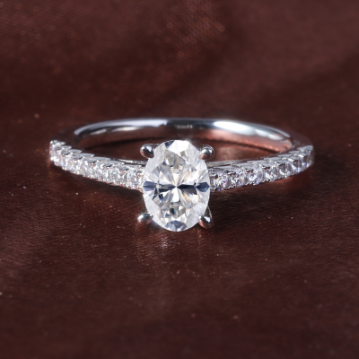 M91B Abiding Oval Shape 5X7MM Lab Created Diamond Jewelry Half Eternity 10K 14K 18K Real Gold CVD Grown Diamond Ring