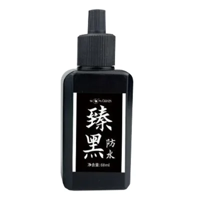 60ML Black Fast Dry Waterproof Ink Refill for Fountain Brush Dip Pen in Bottle Packaging