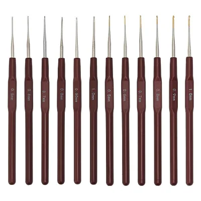 14cm 0.5-2.5mm Superfine ABS Coffee Handle Crochet Hook for DIY Lace Wool Yarn Shoes and Hats Sewing Tools