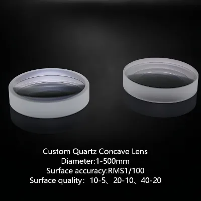Custom OEM 1-500mm Biconcave Quartz Lens for Optical Equipment with Biochemical Detection Application
