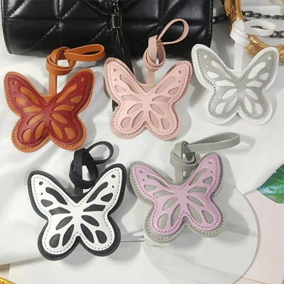 Leather Butterfly Bag Charm, Hollow-Out Butterfly Pendant, Fashionable Keychain Accessory for Handbags & Backpacks