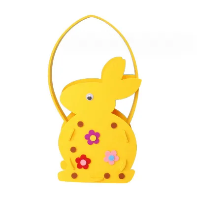 Eco-Friendly Polyester Felt Easter Bunny Baskets Biodegradable Durable Reusable Easter Rabbit Egg Gift Bag Party Decorations