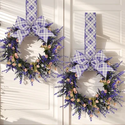 New Artificial purple Lavender Wreath Home Wall Decor Small Wreath Door Hanging Ornament