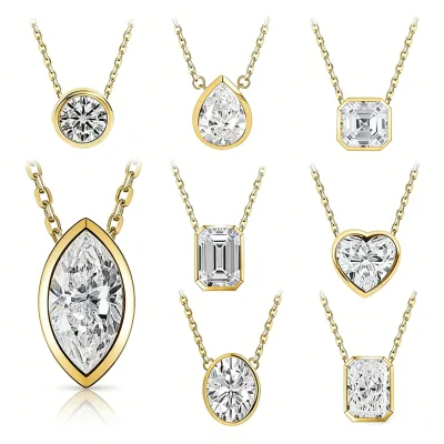 CVD 1ct Round Fancy Cut Lab-grown Diamond Pendant Necklace Jewelry 18K Gold Pendant Necklace D VVS Diamond Necklace