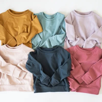 Winter Girls Oversized Crewneck Sweatshirt Manufacturer Raglan Sleeve Custom Fleece Cotton Pullover Sweaters Jumpers Unisex Kids