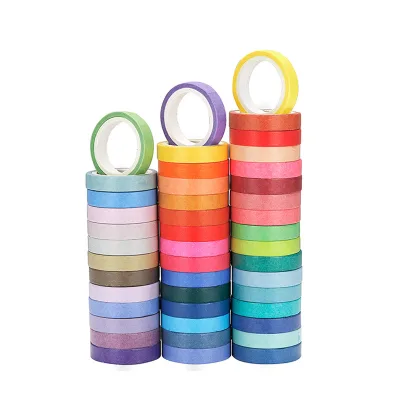 8mm Rainbow Color Washi Tape Set Decorative Masking DIY Plain Washi Tapes for Children and Gifts Wrapping Mix 60 Colors