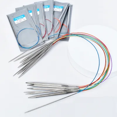 Circular Knitting Needles Set Round Needles Stainless Steel Wear Needles Length 60-200cm Size 2.0-8.0MM